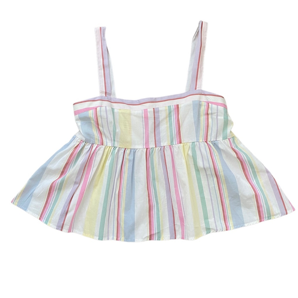 Chelsea & Violet Pastel Multi-Striped Peplum Tank Top